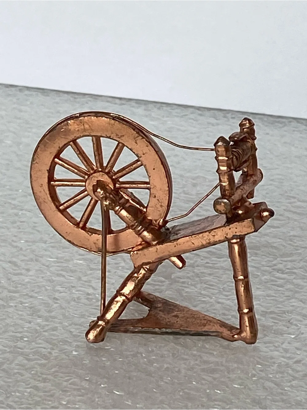Vintage Dollhouse Miniature Die-Cast Metal Spinning Wheel